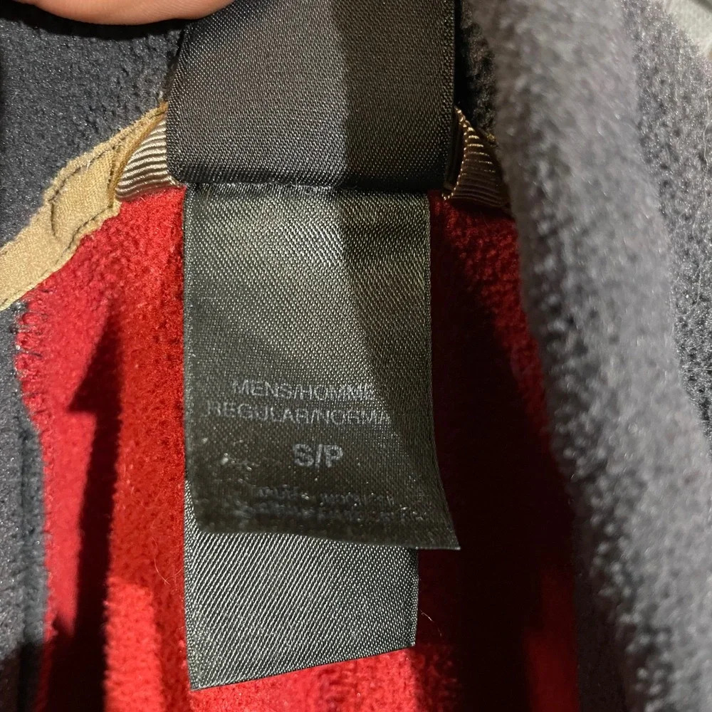 The North Face Red Gray Fleece Long Sleeve Full Zip Sweater Men's Size Small‎